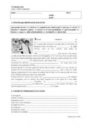 English Worksheet: vocabulary test school terms