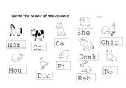 Farm animals writing