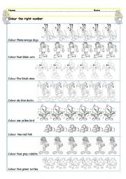 English Worksheet: Colour the right number