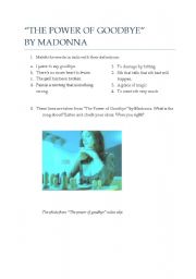 English Worksheet: THE POWER OF GOODBYE BY MADONNA