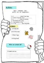 English Worksheet: animals