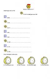 English worksheet: What time is it?