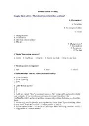 English Worksheet: a formal letter   lay out