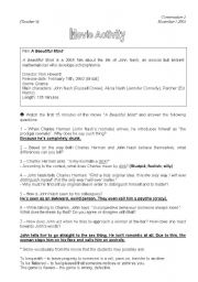 English Worksheet: Movie-Conversation class based on the Film - A Beautiful Mind (Teachers)