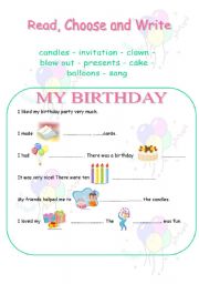 English Worksheet: bithday vocabulary