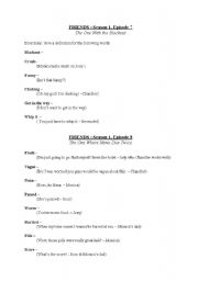 Friends season 1 episodes 7 and 8 viewing worksheet