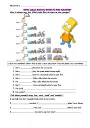 English Worksheet: What could Bart do when he was younger? CAN & COULD