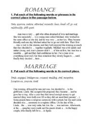 English worksheet: Marriage and romance exercices