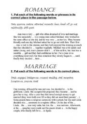 English Worksheet: Marriage and romance exercices