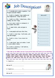 English Worksheet: Job Descriptions