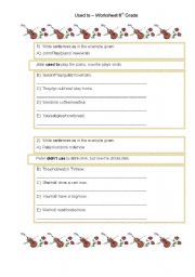 English Worksheet: used to