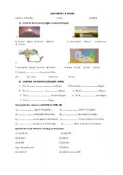 English Worksheet: quiz for 5th grade ( turkish students)