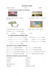 English worksheet: quiz for 5th grade ( turkish students)