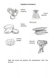 English worksheet: VEGETABLES