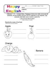 English worksheet: Lets know the fruits