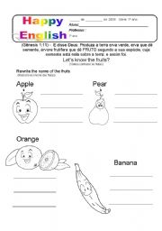 English Worksheet: Lets know the fruits