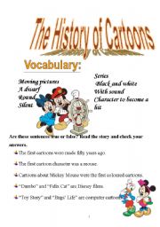 English Worksheet: THE HISTORY OF CARTOONS