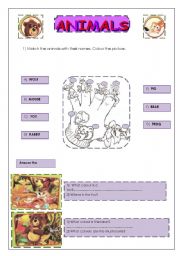 English worksheet: animals