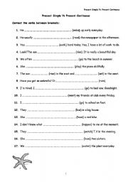 English Worksheet: Present Simple Vs Present Continuous