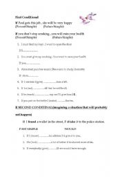English worksheet: FIRST AND SECOND CONDITIONALS