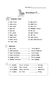 English Worksheet: Parts of Body