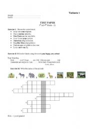English worksheet: Test Paper - 5th grade - elementary