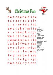 English Worksheet: Christmas Wordsearch