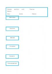 English Worksheet: lesson plan layout