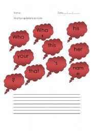 English worksheet: Making sentences up - with teachers worksheet