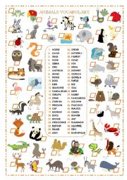 English Worksheet: ANIMALS