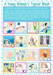 English Worksheet: Routines  : A  Young Womans Typical Day