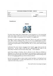 English Worksheet: English Test about Robots