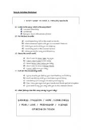 English Worksheet: Song 