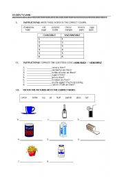 English Worksheet: COUNTABLE AND UNCOUNTABLE