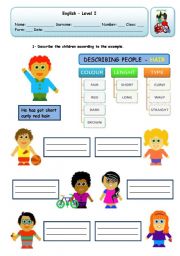 English Worksheet: DESCRIBING PEOPLE - HAIR