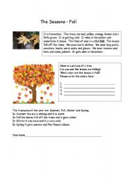 English Worksheet: Fall 