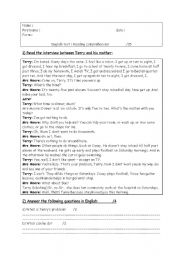 English Worksheet: Terrys problem