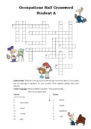 Half Crossword-Occupations (Pairwork)