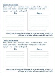 English worksheet: citycountry