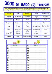 English Worksheet: Good or Bad? (2) Things