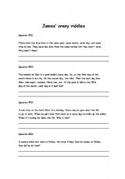 English Worksheet: RIDDLES