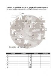 English Worksheet: countries and nationalities