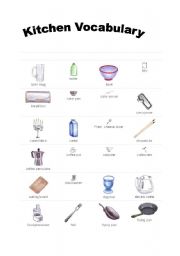 English Worksheet: Kitchen Vocabulary