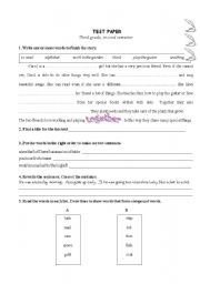 English worksheet: summative test paper