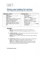 English Worksheet: Giving and asking for advice