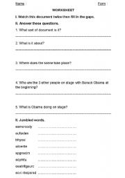 English Worksheet: Obamas victory speech_Part 2