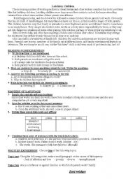 English Worksheet:   Test: Latchkey children