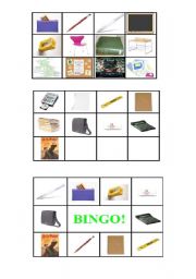 English Worksheet: bingo school things