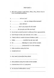 English worksheet: Test: simple present/present progressive & question words