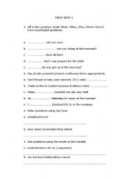 English Worksheet: Test: simple present/present progressive & question words